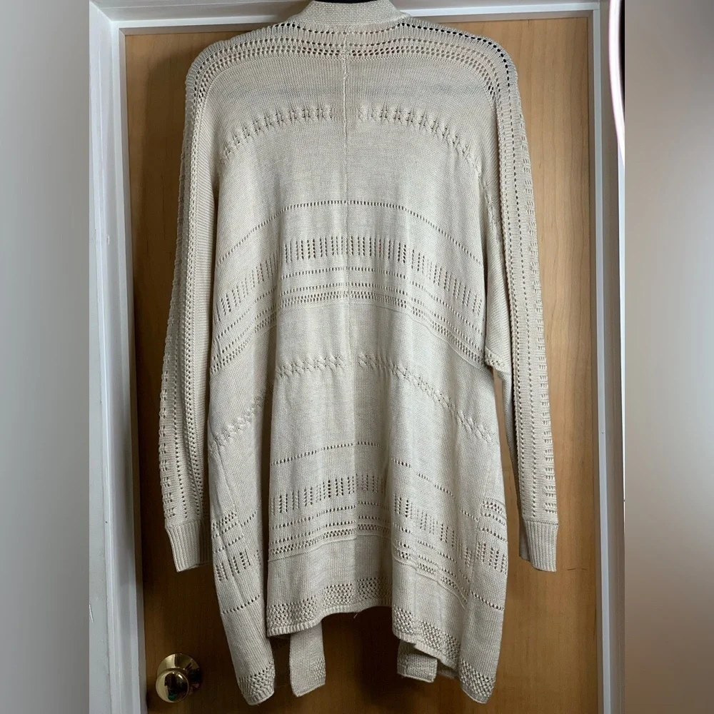 Hippie Rose Beige Open Duster Cardigan - size L/XL